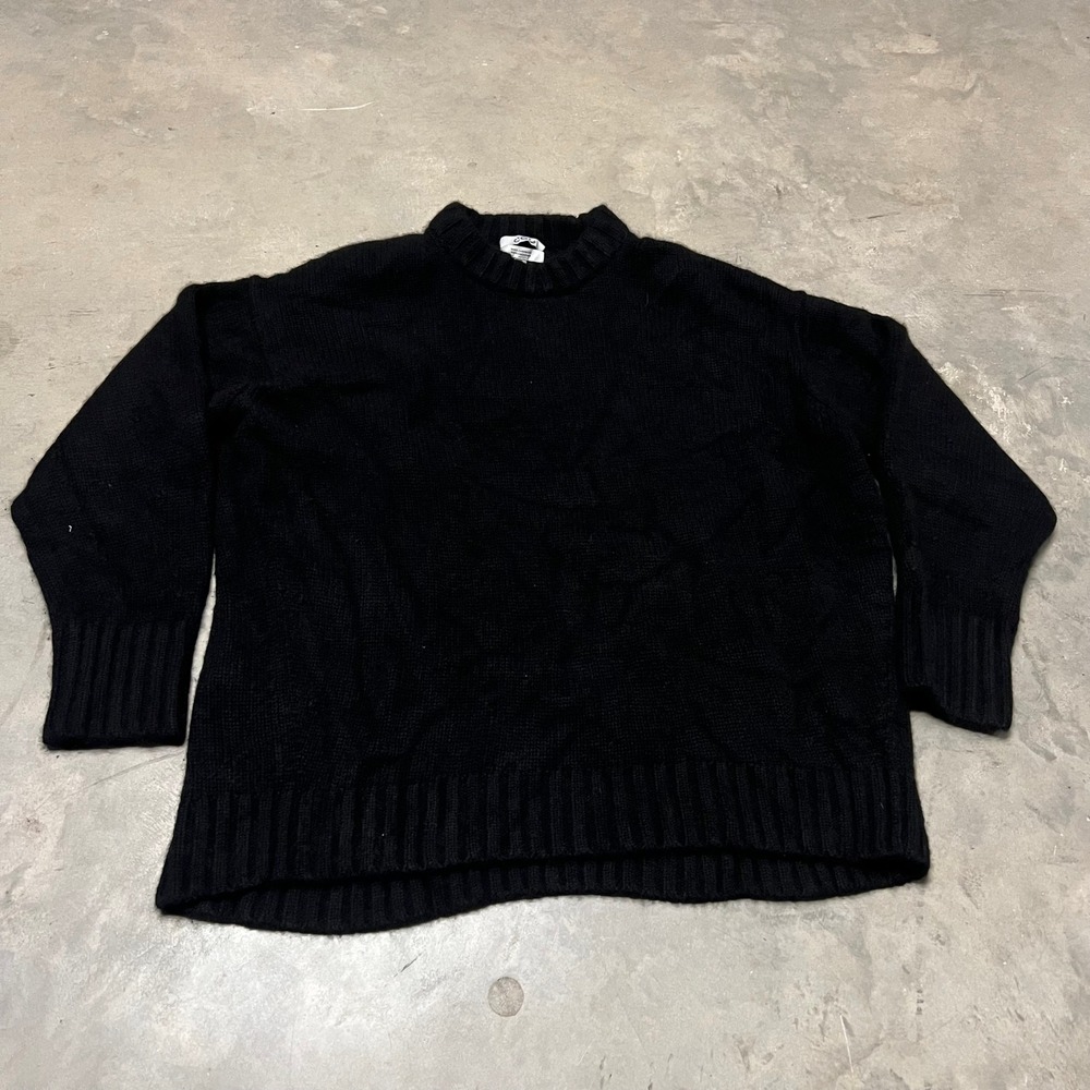 COS Women Black 100% Cashmere Thick Neck Ribbed Knit Sweater Medium 0862335